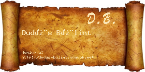 Dudás Bálint névjegykártya