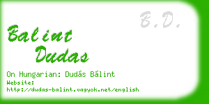 balint dudas business card