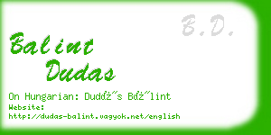 balint dudas business card